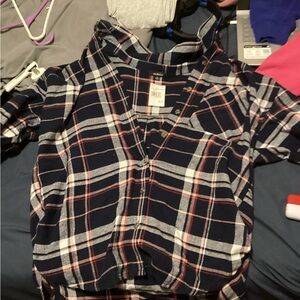 Plaid Kids Shirt - Navy and Red